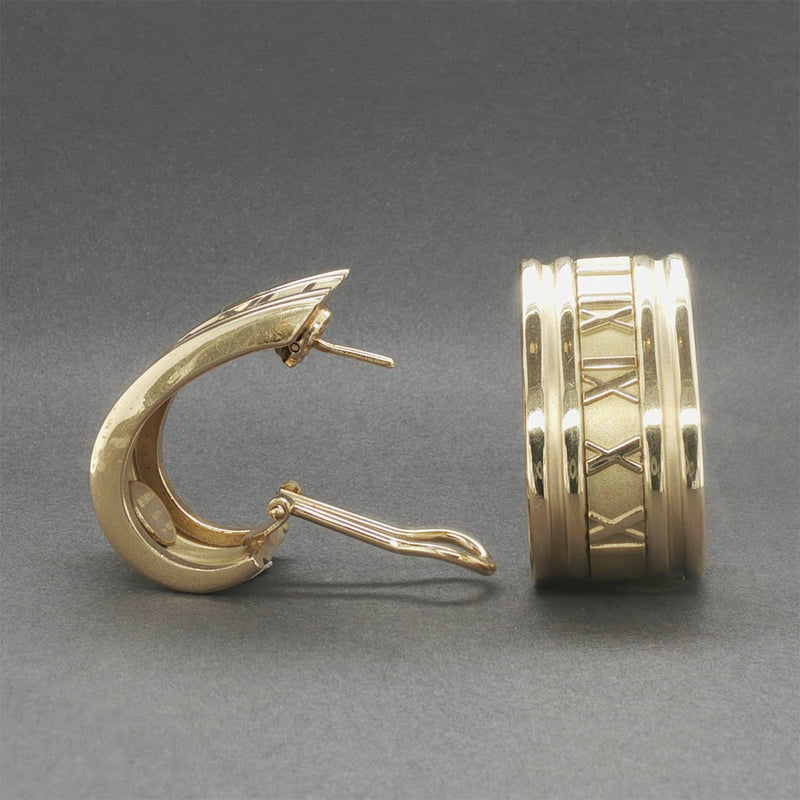 Estate Tiffany & Co. 18K Y Gold Vintage Atlas J Hoop Earrings