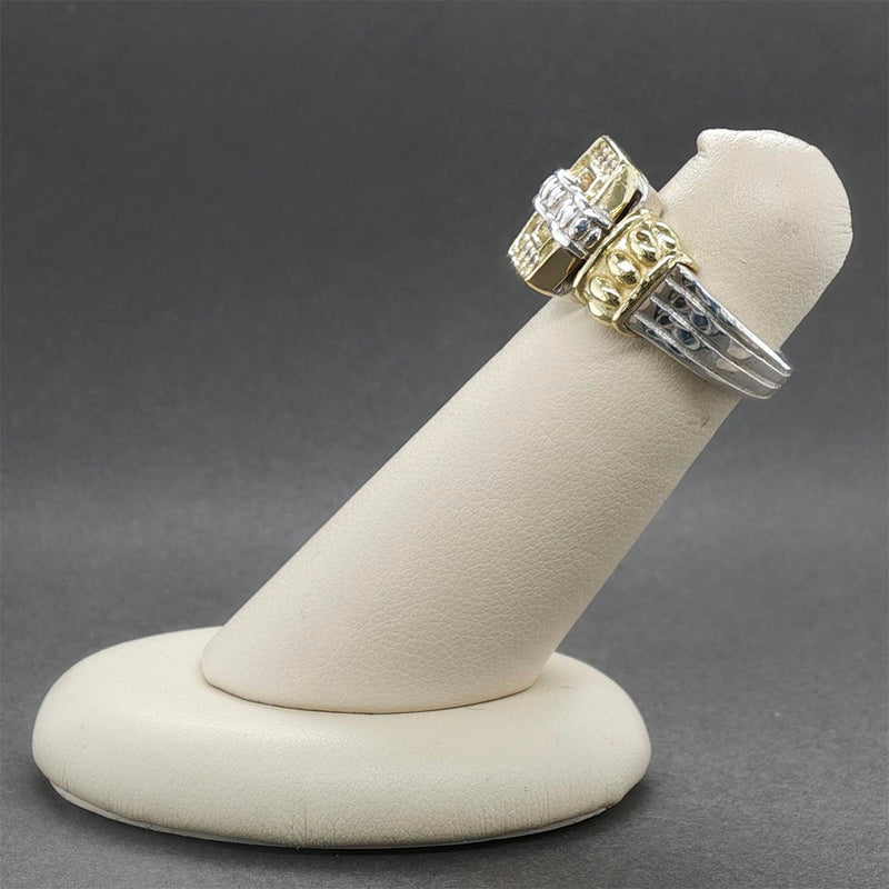 Estate Lagos SS 18 Caviar Lux 0.13ctw Diamond Buckle Ring