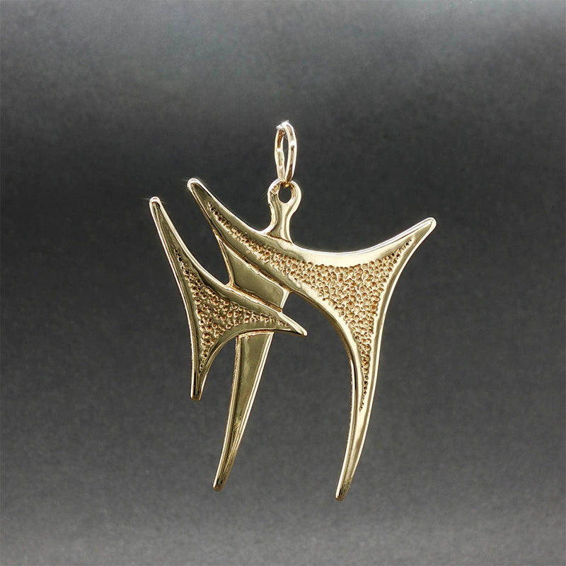 Estate 14K Y Gold Modern Chai Pendant