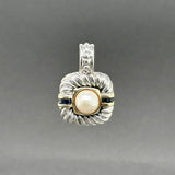 Estate David Yurman SS 14 Pearl & 0.36ctw Sapphire Cable Enhancer Pendant