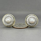 Estate David Yurman SS 14 Pearl Cookie Earclips
