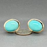 Estate 14K Y Gold 36.22ctw Turquoise Button Earrings