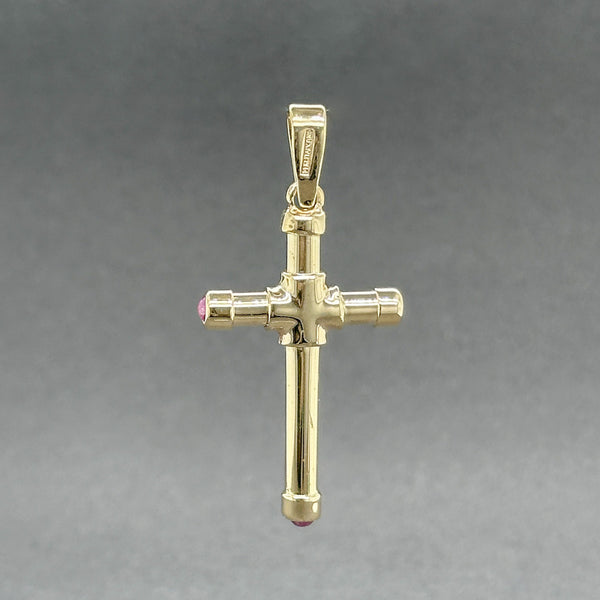 Estate 14K Y Gold 0.60ctw Ruby Cross Pendant