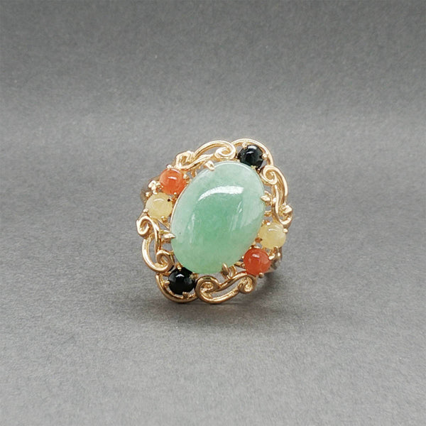 Estate 14K Y Gold 3.71ctw Jadeite Ring