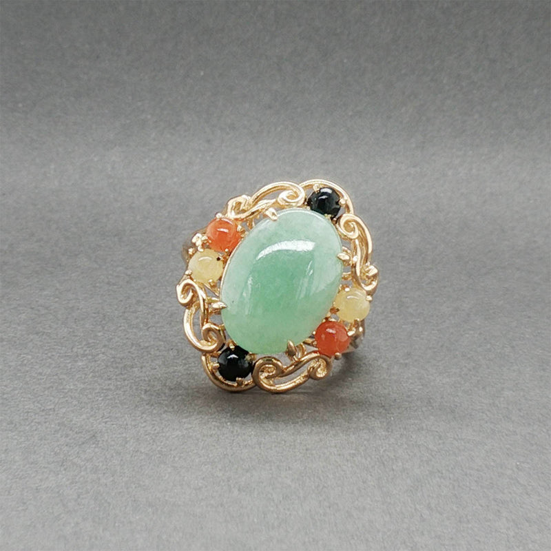 Estate 14K Y Gold 3.71ctw Jadeite Ring
