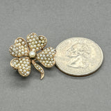 Estate Victorian 10K Y Gold Seed Pearl Clover Pin