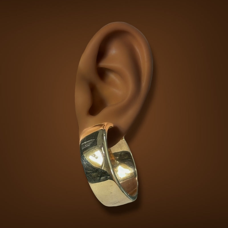 Estate 14K Y Gold 37.26mm Wide Hoop Earrings