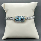 Estate Effy SS 18 3.80ctw Aquamarine & Topaz Station Bracelet