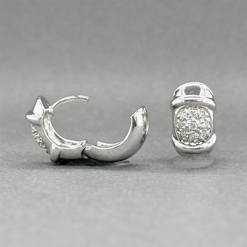 Estate 14K W Gold 0.19ctw Diamond Huggie Earrings