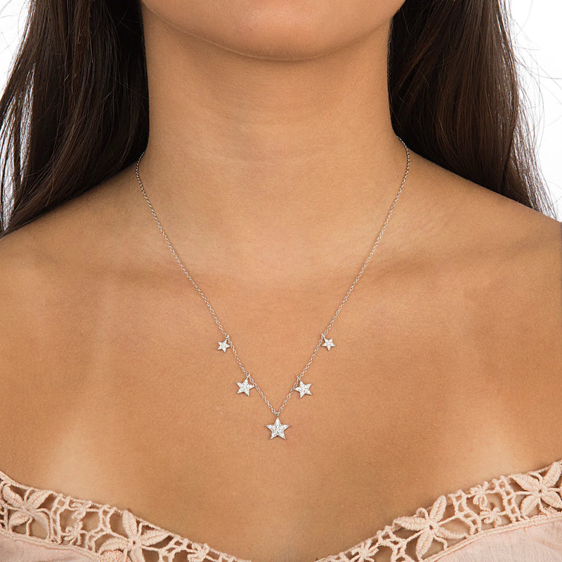 SS 18" CZ 5 Star Necklace