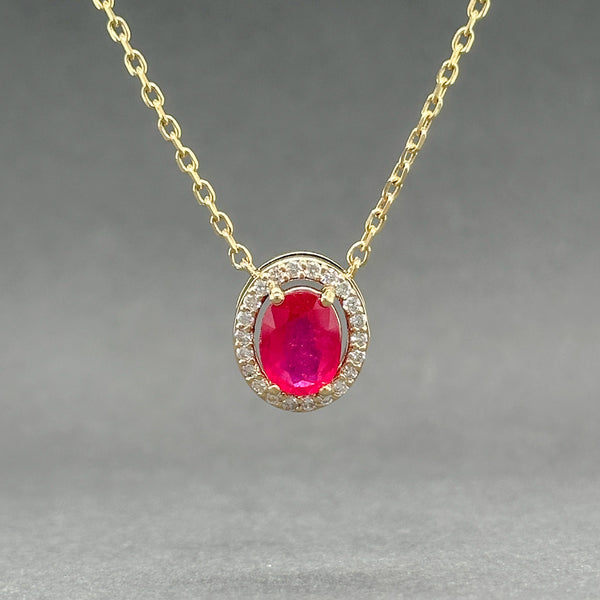 Estate 14K Y Gold 1.44ct Ruby & 0.18ctw Diamond Pendant