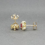 Estate 18K Y Gold 1.18ctw Ruby & 0.48ctw Diamond Stud Earrings