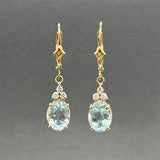 Estate 14K Y Gold 2.56ctw Aquamarine & 0.12ctw Diamond Dangle Earrings
