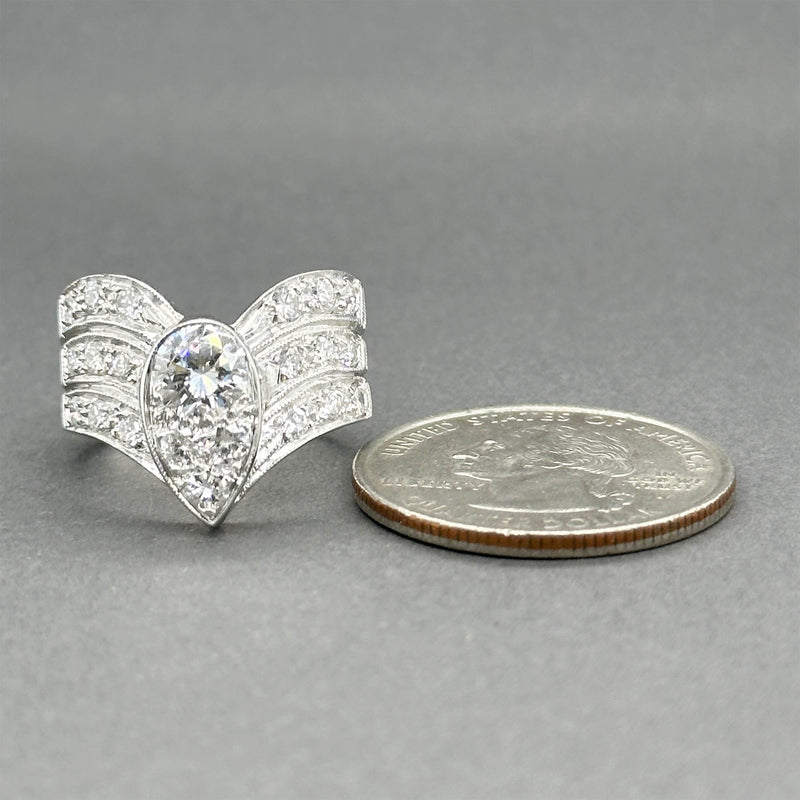 Estate 14K W Gold 1.67ctw H/SI1-2 Diamond Chevron Ring