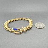 Estate 14K Y Gold Lapis Fancy Link Bracelet
