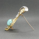 Estate 18K TT Gold 10.02ctw Turquoise, Sapphire & Diamond Duck Pin