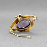 Estate 16K Y Gold Art Nouveau 6.68ct Amethyst & Pearl Pin
