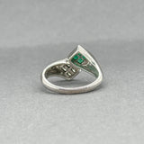 Estate 14K W Gold 0.16ctw Emerald & 0.22ctw Diamond Ring