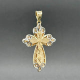 Estate 14K Y Gold 34.79mm Foot Step Cross Pendant