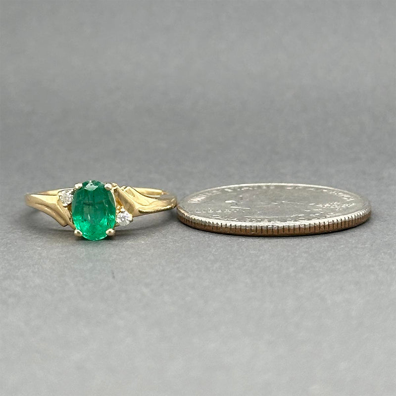 Estate 14K Y Gold 0.74ct Emerald & 0.04ctw Diamond Ring