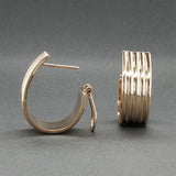 Estate 14K Y Gold Ribbed J Hoop Earrings