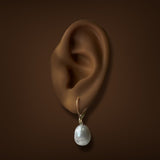 Estate 14K Y Gold Grey Freshwater Pearl Drop Earrings