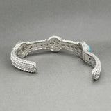 Estate Judith Ripka SS Turquoise & CZ Cuff Bracelet