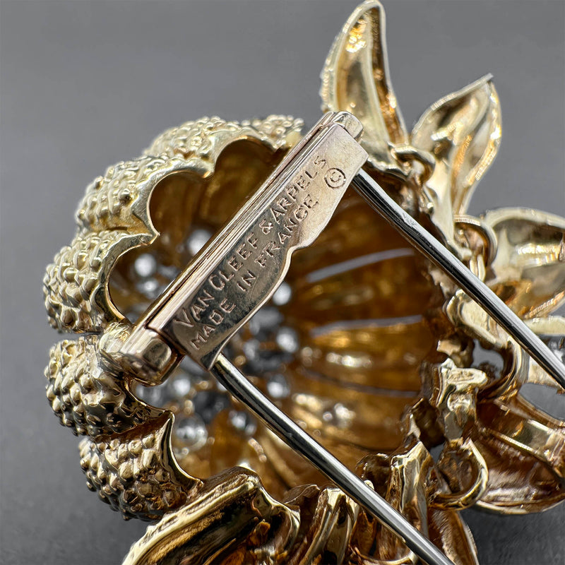 Estate Van Cleef & Arpels 18K Y Gold 2.99ctw Diamond Flower Brooch