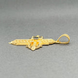 Estate 18K Y Gold Sapphire 43.1mm Cross Pendant