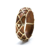 Brass YGP  Teak Wood Earth Goddess Hinged Bangle