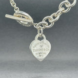 Estate Tiffany & Co. SS 0.02ct Diamond Heart Toggle Necklace