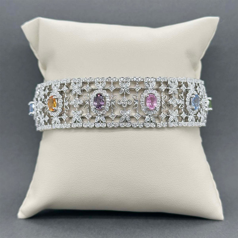 Estate 14K W Gold 5.89ctw Sapphire & 2.49ctw Diamond Bracelet