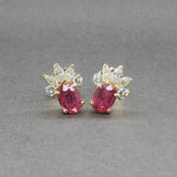 Estate 18K Y Gold 1.18ctw Ruby & 0.48ctw Diamond Stud Earrings