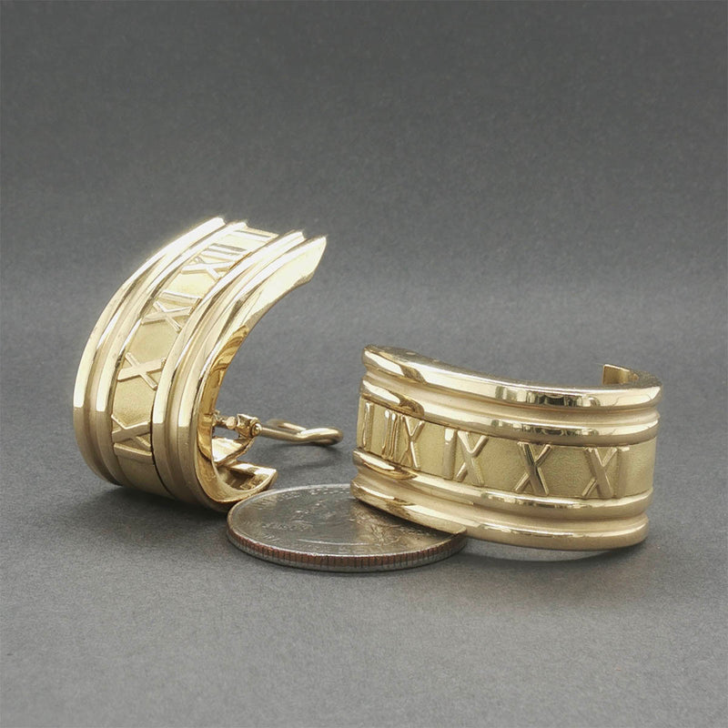 Estate Tiffany & Co. 18K Y Gold Vintage Atlas J Hoop Earrings