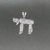 Estate 14K W Gold 0.39ctw Diamond Chai Pendant