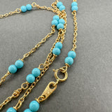 Estate 18K Y Gold Turquoise Beaded Station Necklace