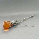 Estate SS Amber XL Stick Pin
