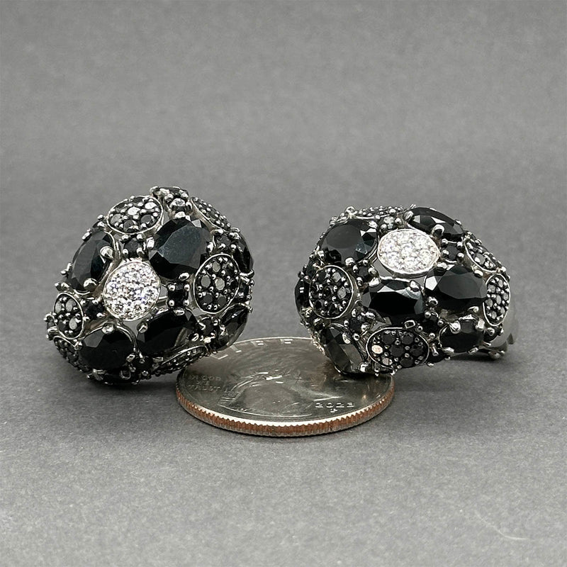 Estate Roberto Coin 18K W Gold 15.13ctw Onyx & Diamond Earrings