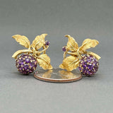Estate 18K Y Gold 2.36ctw Amethyst Flower Clip On Earrings
