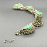 Estate SS Jadeite Floral Bracelet