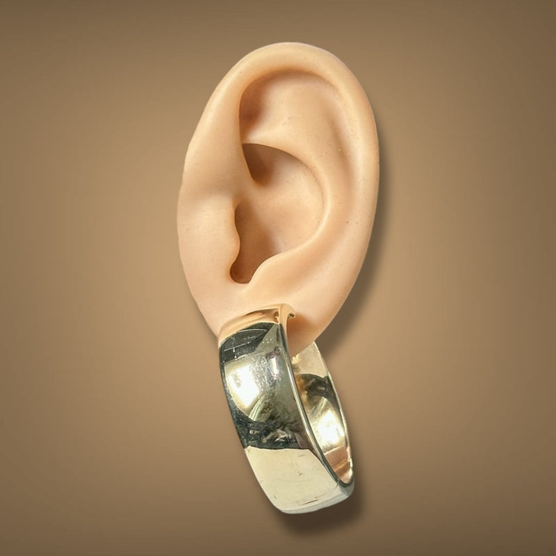 Estate 14K Y Gold 37.26mm Wide Hoop Earrings