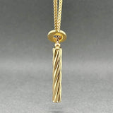 Estate 14K Y Gold Twisted Bar Lariat Necklace