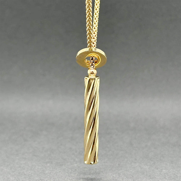 Estate 14K Y Gold Twisted Bar Lariat Necklace