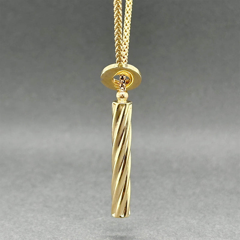 Estate 14K Y Gold Twisted Bar Lariat Necklace