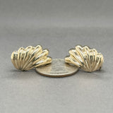 Estate 14K Y Gold Feathered Clip On Earrings