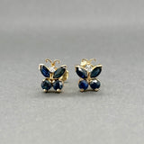 Estate 14K TT Gold 1.08ctw Sapphire & 0.03ctw Diamond Butterfly Earrings