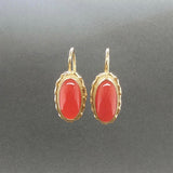 Estate 18K Y Gold 4.40ctw Coral Drop Earrings