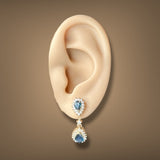 Estate 14K Y Gold 2.52ctw Sapphire & 0.50ctw Diamond Drop Earrings