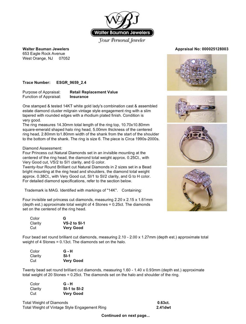 Estate 14K W Gold 0.63ctw G-H/VS2-SI2 Diamond Ring