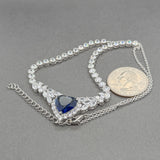 Estate SS CZ Blue Heart Halo Necklace